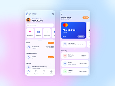 NBD Bank Redesign app bank banking clean concept design dubai ecommerce emirates financeapp glass interface ios nbd product redesign uae ui ux wallet