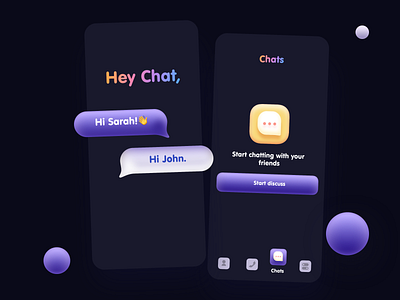 Chat concept app 3d app bubble chat clean dark design effect illustration interface ios iphone12 message neumorphism skeumorphism social ui ux
