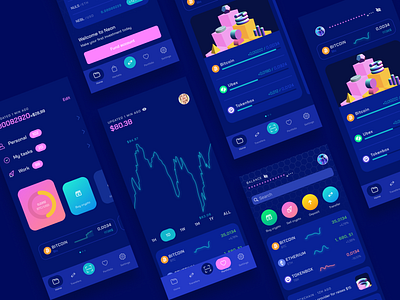 Neon UI Kit app banking crypto crypto exchange crypto wallet cryptocurrency dark finance finance app finance business interface ios trade ui ux wallet