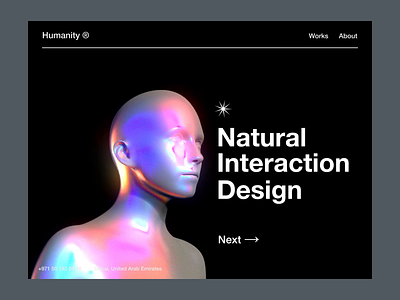 Humanity studio website 3d ae aftereffects animation app c4d dailyui design effects homepage interactions interface iridescent lights material metal motion octane ui ux
