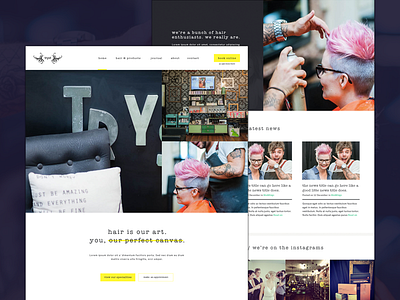 Hair Homepage Concept clean colorful desktop flat grid hairdresser ui ux vibrant web website white