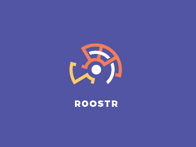 Roostr Logo bird flat illustration logo logomark rooster shapes