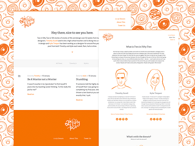 Two in Fifty Two blog content donuts flat orange website
