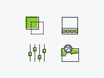 Offset Icons color flat green icons illustration line offset