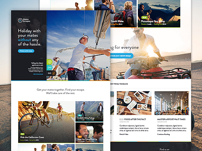 Mates Escapes Homepage clean design grid homepage layout travel ui web webdesign website