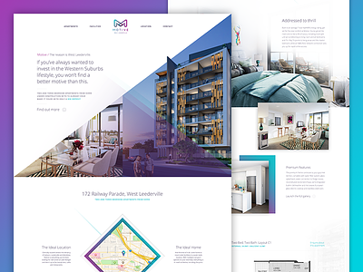 Motive Apartments angles apartment clean layout purple real estate ui web design website