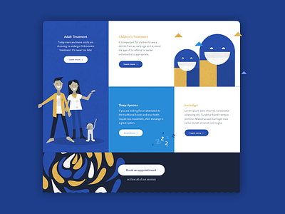 Services Grid blue color grid icons illustration layout marketing services ui web design website