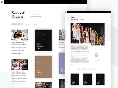 News & Events — Paris American Academy Website 🇫🇷 art concept design events fashion layout news paris photography ui web design website