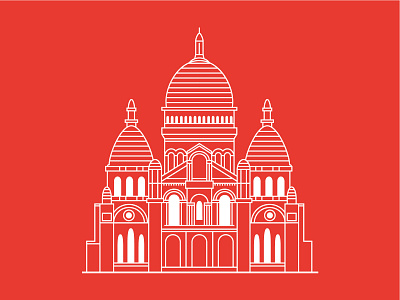 Montmartre, Paris architecture beautiful church city classic creative europe flat design french heritage illustration illustrator landmark lineart montmarte outline paris tourism travel vector