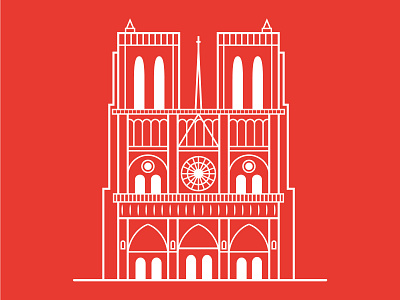 Notre Dame Cathedral, Paris cathedral chruch creative design europe flat french icon illustration illustrator landmark lineart notre dame paris tourism tower travel tribute vector