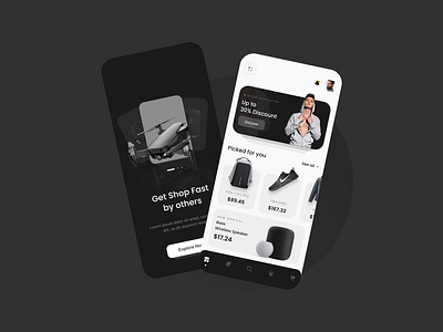 E-Commerce App android android app android app design app app design app screens black and white bnw ios app design ios design mobile app ui