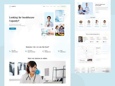 HealthDoc health care website. graphic design health landing page health website healthcare website homepage homepage design landing page ui web design website