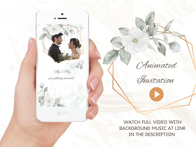 Animated wedding invitation animation botanical graphic design