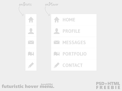Futuristic Hover Menu (PSD+HTML Freebie) coding css download freebie futuristic hover html mediafire menu monochrome photoshop psd psddd static transition