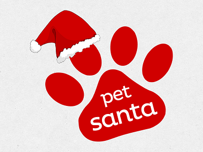 Pet Santa logo paw pet santa pluto santa claus santa hat toes triangular