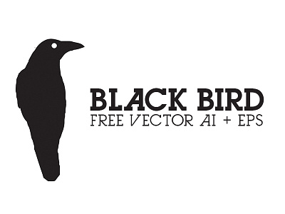 Black Bird - Free Vector AI + EPS ai bird black bird crow eps eyes free free vector illustrator silhouette vector