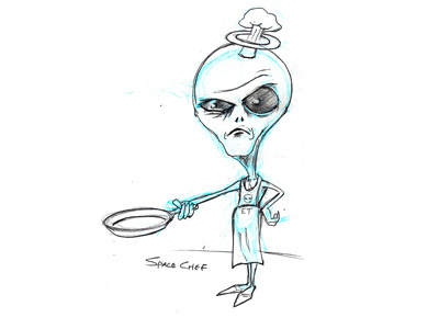 Alien Chef alien app art character chef gaming illustration line drawing pencil sketch