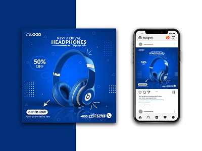 Headphone Banner Instagram Template adobe photoshop banner brochure flyer graphic design headphone headphone banner headphones instagram instagram banner instagram post logo designer post poster poster design social media social media banner social media design social media post