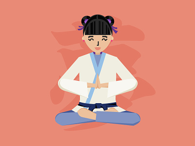 Karate girl character flat girl illustration karate kimono vector