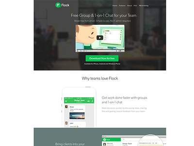 Flock Website chat app design graphic design website website design