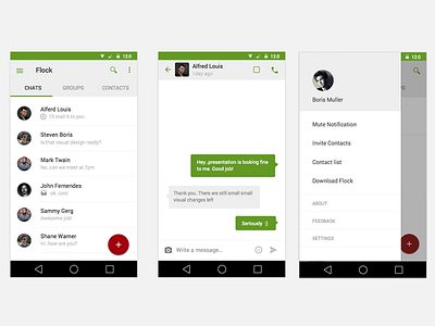 Flock - chat app android app chat clean design material design mobile ui