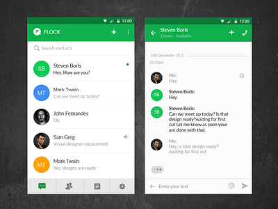 Flock - chat app android chat design material design mobile app mobile ui ui user interface