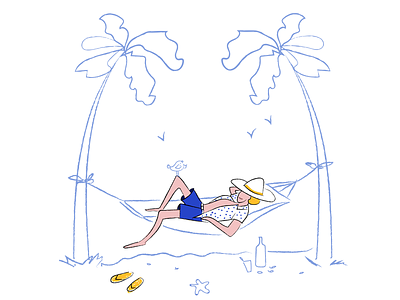 Vacation time art beach chilling illustration line art vacation vector