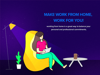 Work from home blog blue flock illustration purple vector wfh work from home