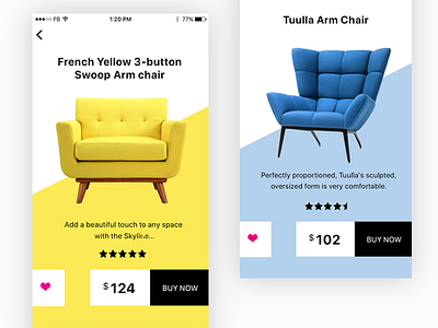 Furniture app UI app design furniture ios ui user interface yellow