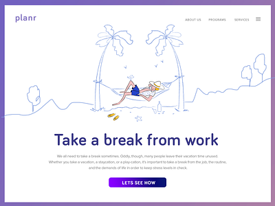 Landing page concept beach design illusrtation minimal ui user interface website