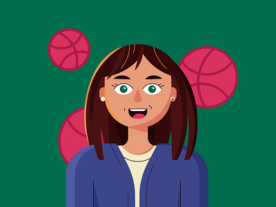 Hello Dribbble! ball blue character emotions girl green illustration