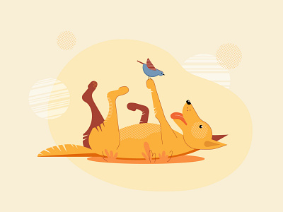 Friendship bird dog friends illustration