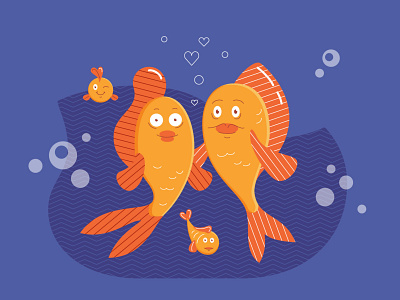 Family blue family values fish illustration love undersea world