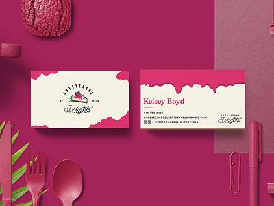 Cheesecake Delights - Business Cards business cards cheesecake design dessert identity logo mockup print stationery