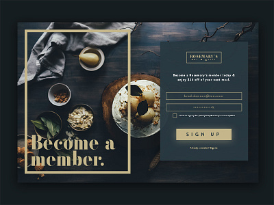 Sign Up Card UI bar dailyui design mobile register restaurant sign up sketch ui ux web