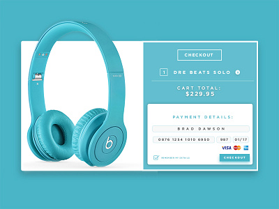 Credit Card Checkout - Daily UI #002 blue cart checkout credit card dailyui headphones mobile payment shopping ui ux web
