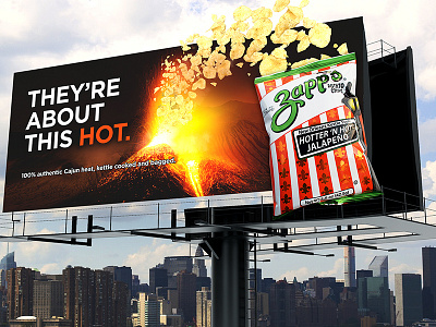 Zapps Billboard advertising billboard branding campaign chips food marketing print typography volcano