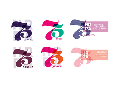 HRPA 75th Annual Conference Logo Concepts 75 anniversary branding bright conference digital hrpa logo marketing numbers print typography