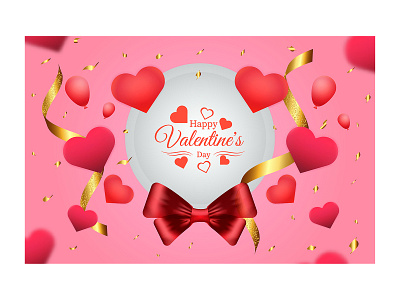 Valentine s day sale banner with golden ribbon