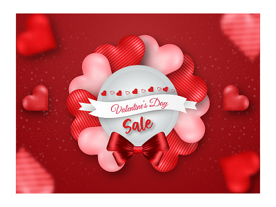 Valentine s day sale banner with pink and red color