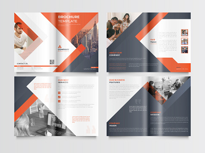 8 Pages company profile brochure design abstract annual booklet business company corporate cover creative design document illustration layout magazine marketing modern presentation promotion report template vector