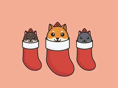 Christmas Gang branding christmas design dog flat illustration illustrator logo shiba socket ui vector