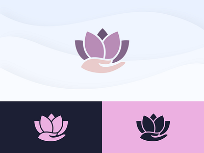 Lotus Hand flat hand logo lotus waves