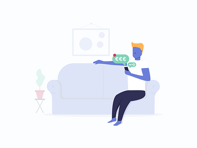 Checking for a flat couch design flat illustration illustrator phone sit sitting