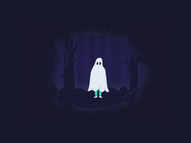 Spooky Time !! design ghost gradient illustration landscape motion motion animation spooky wood