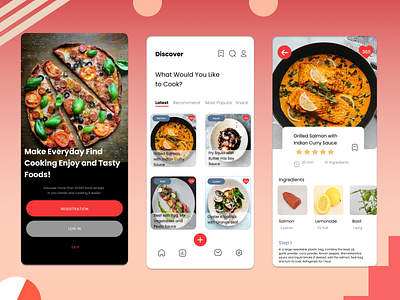 Food Recipes App application application ui cooking design food recipe foods mobile mobile app recipes ui