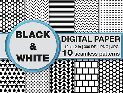 Black and white seamless pattern for scrapbooking black and white cell circle digital paper dotted line geometric patterns hexagon lines pattern art pattern design pattern designer points printable seamless pattern square stars triangle vector waves