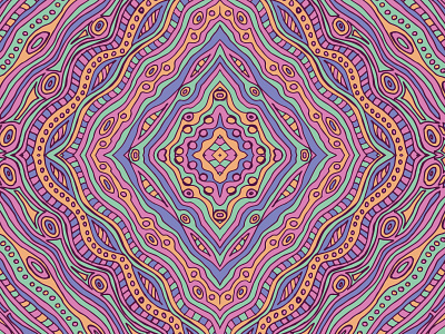 Abstract geometric mandala. Hand-drawn art in doodle style. 2d abstractionist background design doodle doodle style design graphic design green hand drawn hand drawn illustration illustration orange pattern design pink purple vector violet