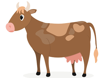 Cute cow. Domestic animal. Cattle. Vector illustration. brown design graphic design illustration vector vector illustration
