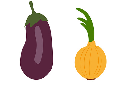 Vegetables. Vector illustration. Flat design. cartoon design eggplant flat graphic design illustration onion vector